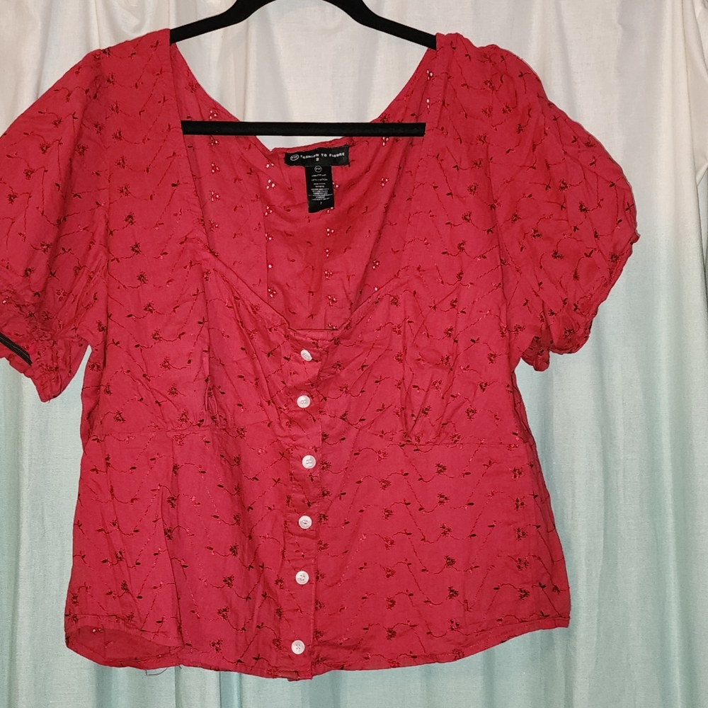 Red Cotton Crop Top